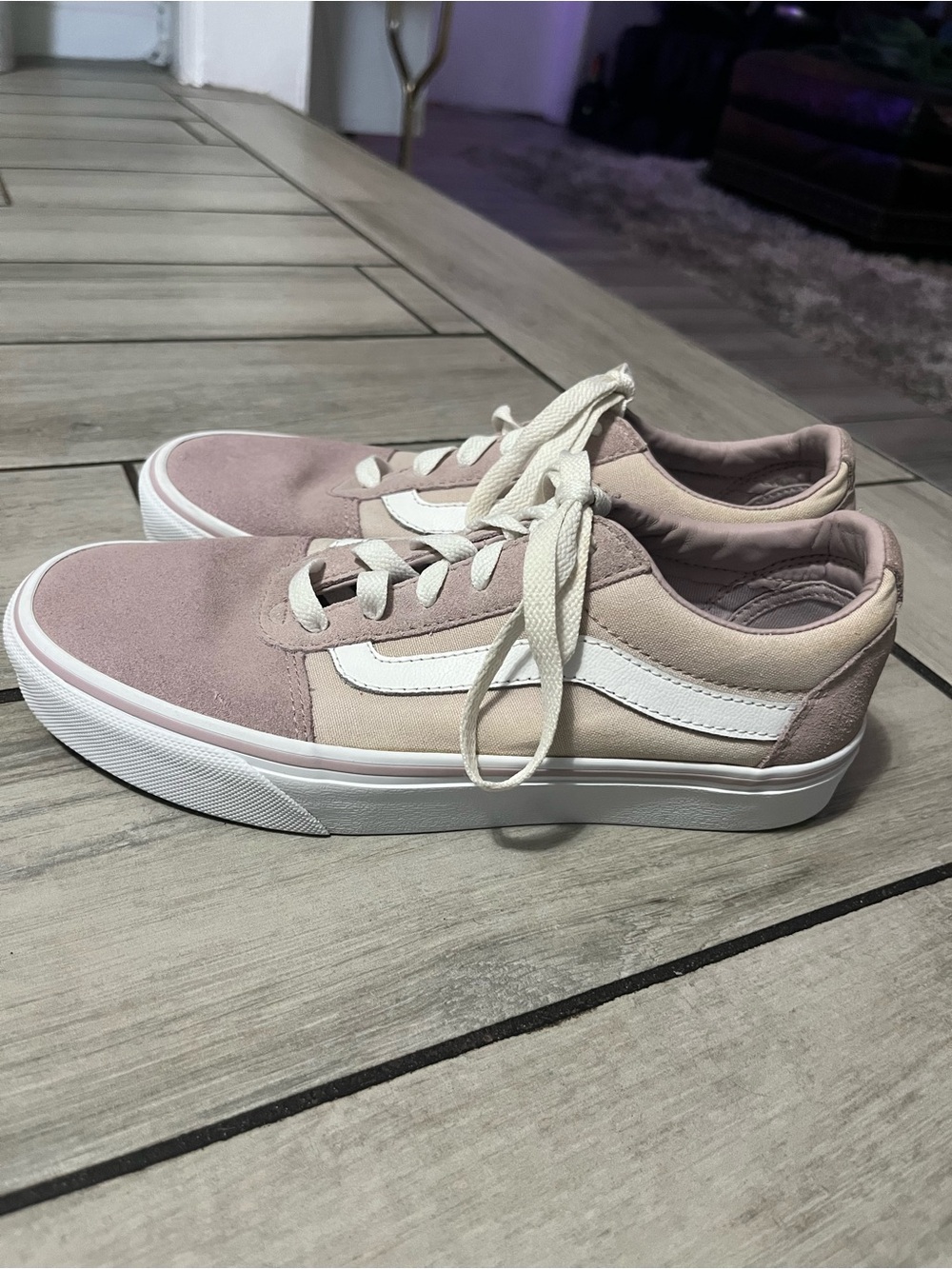Vans Low-Top Sneakers in Blush Pink and Cream